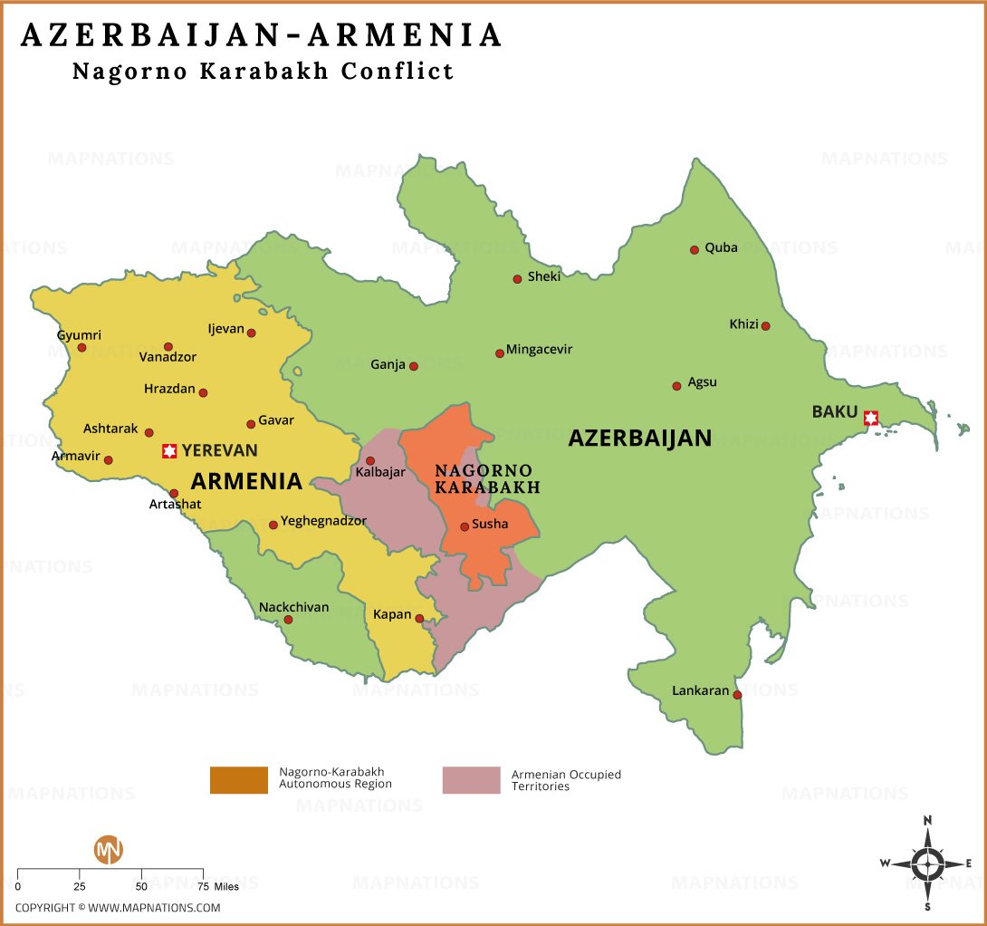 Azerbaijan-Armenia Conflicts Map thumb