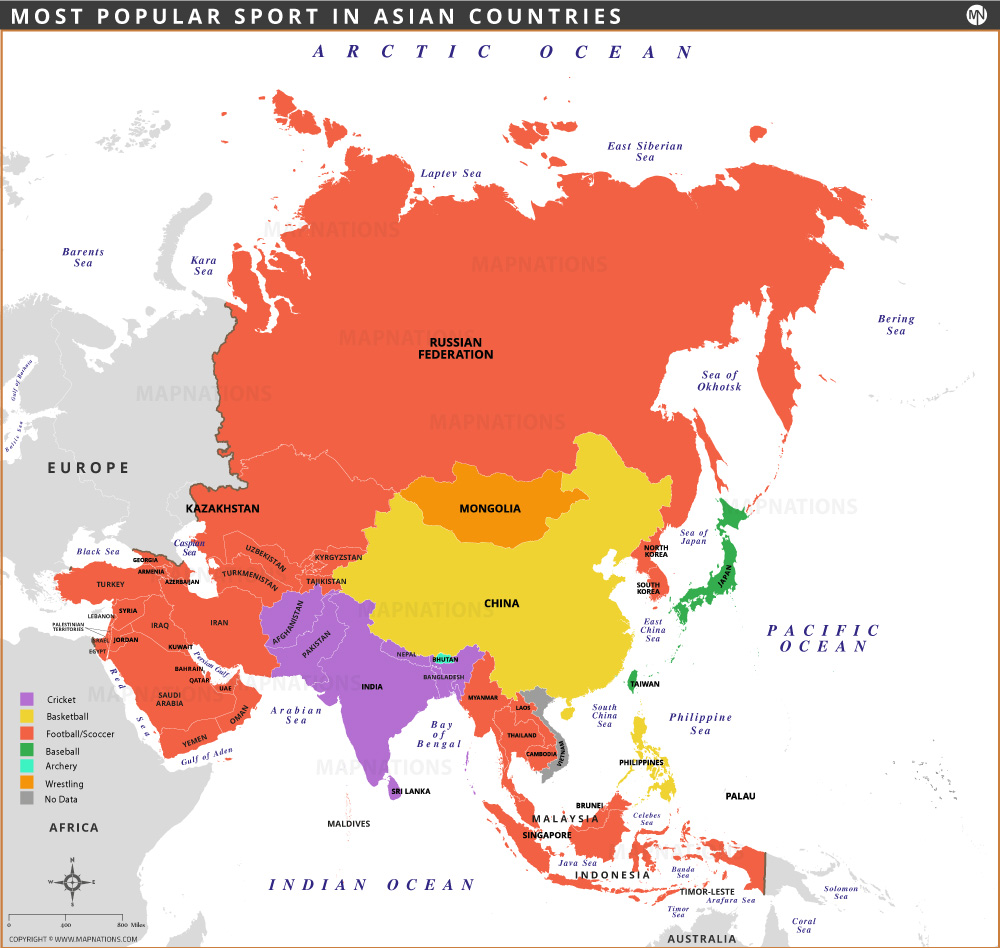 Map of Popular Sport in Asia