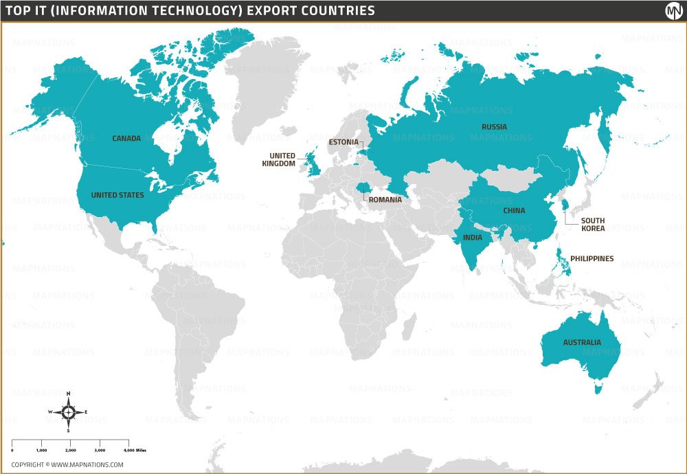 Top software export countries