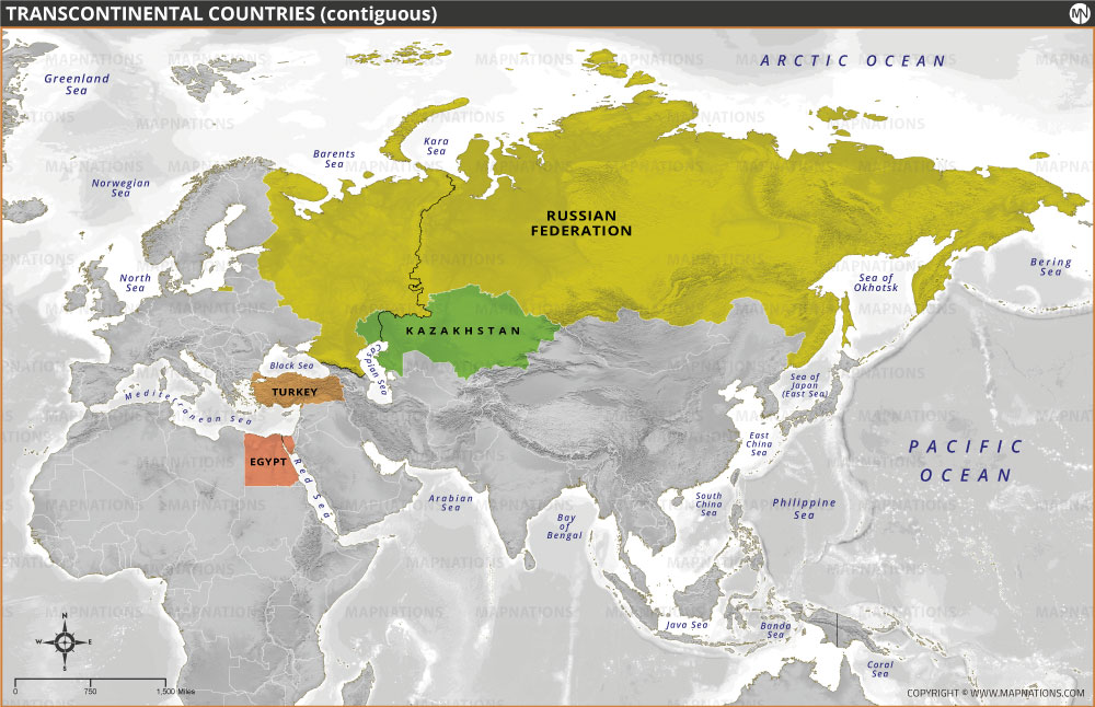 Transcontinental Countries Map