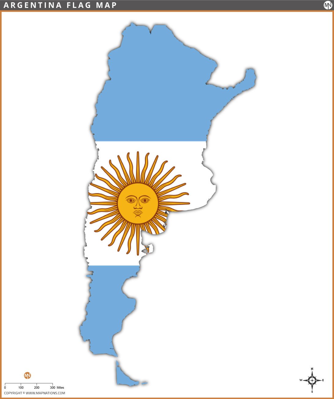 Flag Map of Argentina