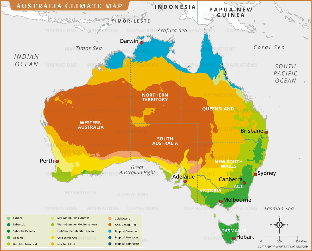 Australia Climate Map Showing Major Climate Zones Tropical Desert Australia Climate Map Showing Major Climate Zones Tropical Desert