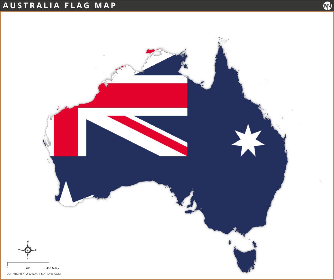 Australia Flag Map Flag Map of Australia