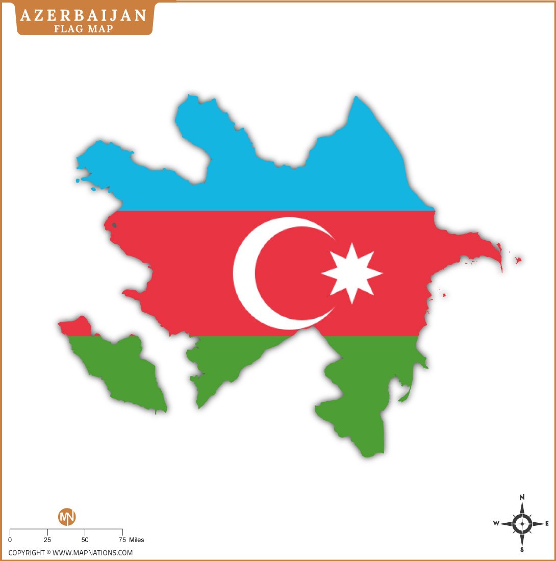 Flag Map of azerbaijan