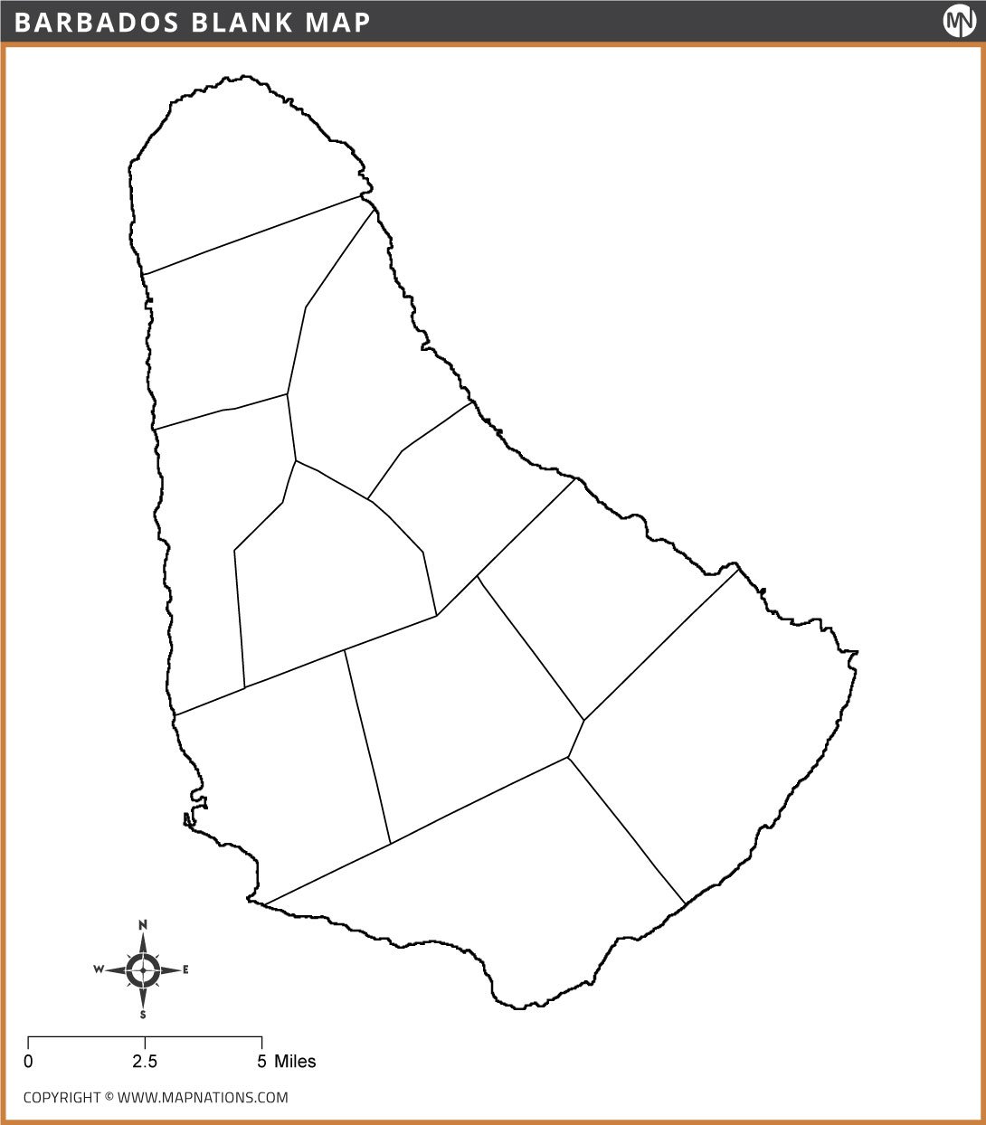 Blank Map of Barbados