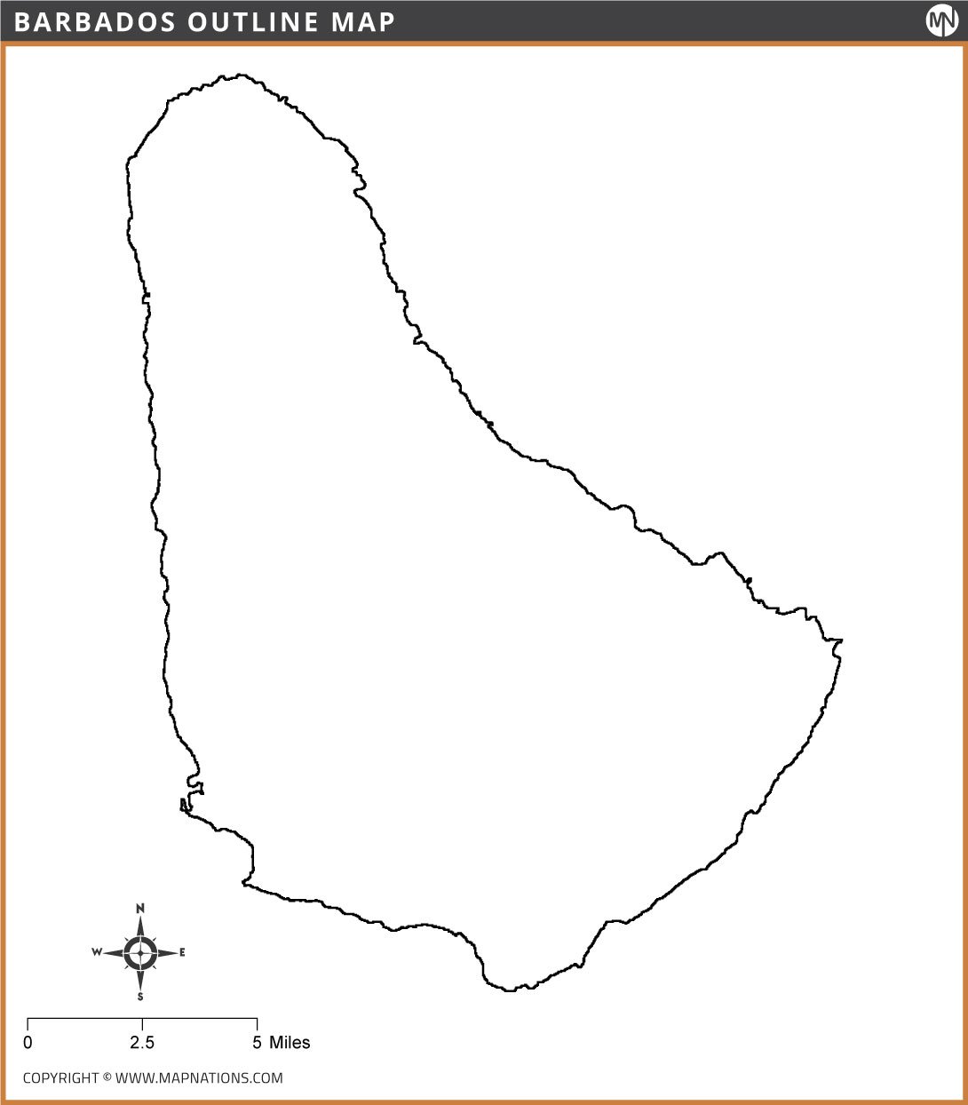 Outline Map of Barbados