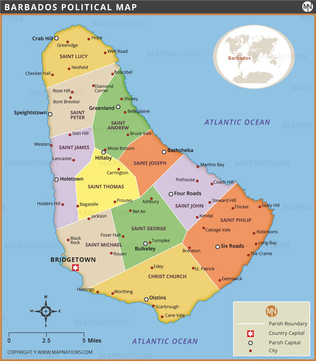 Political Map of Barbados