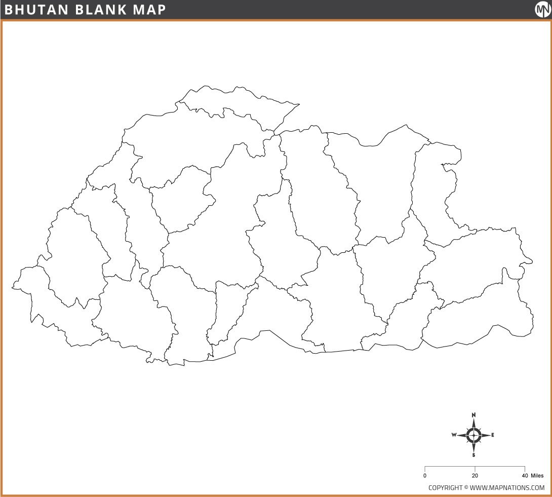 Blank Map of Bhutan