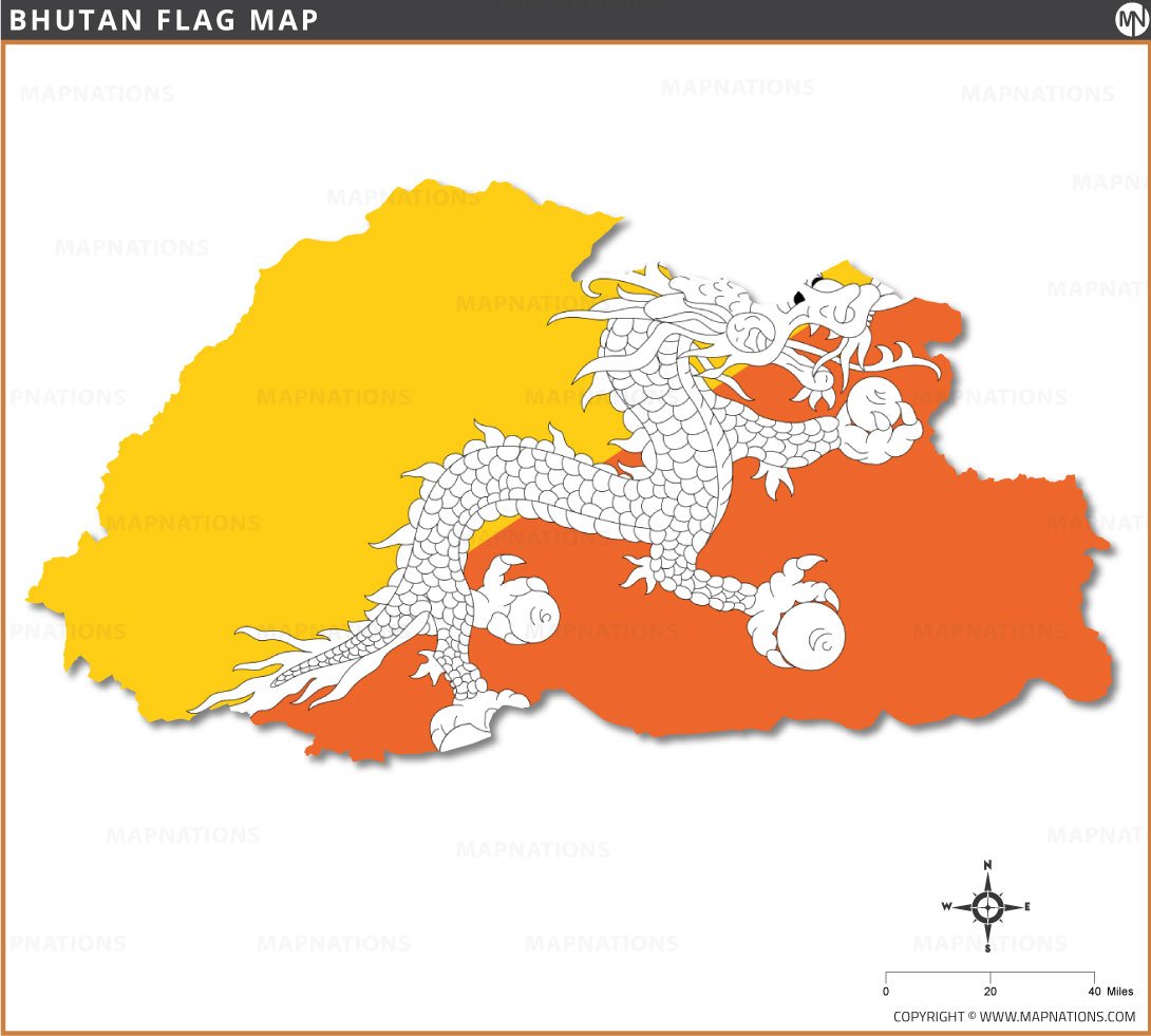 Flag Map of Bhutan