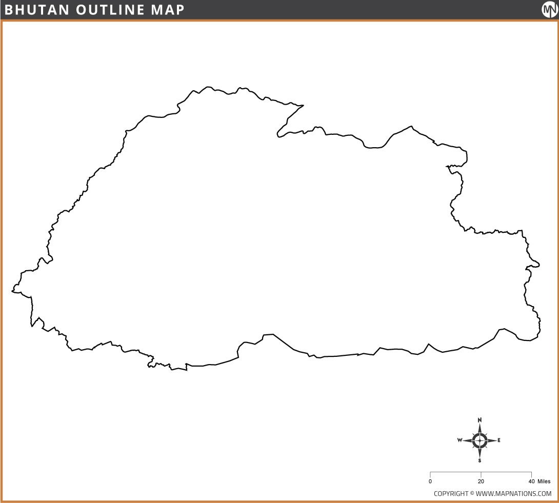 Outline Map of Bhutan