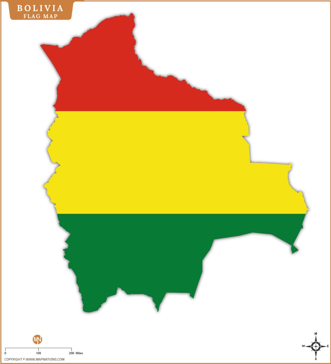 Flag Map of bolivia