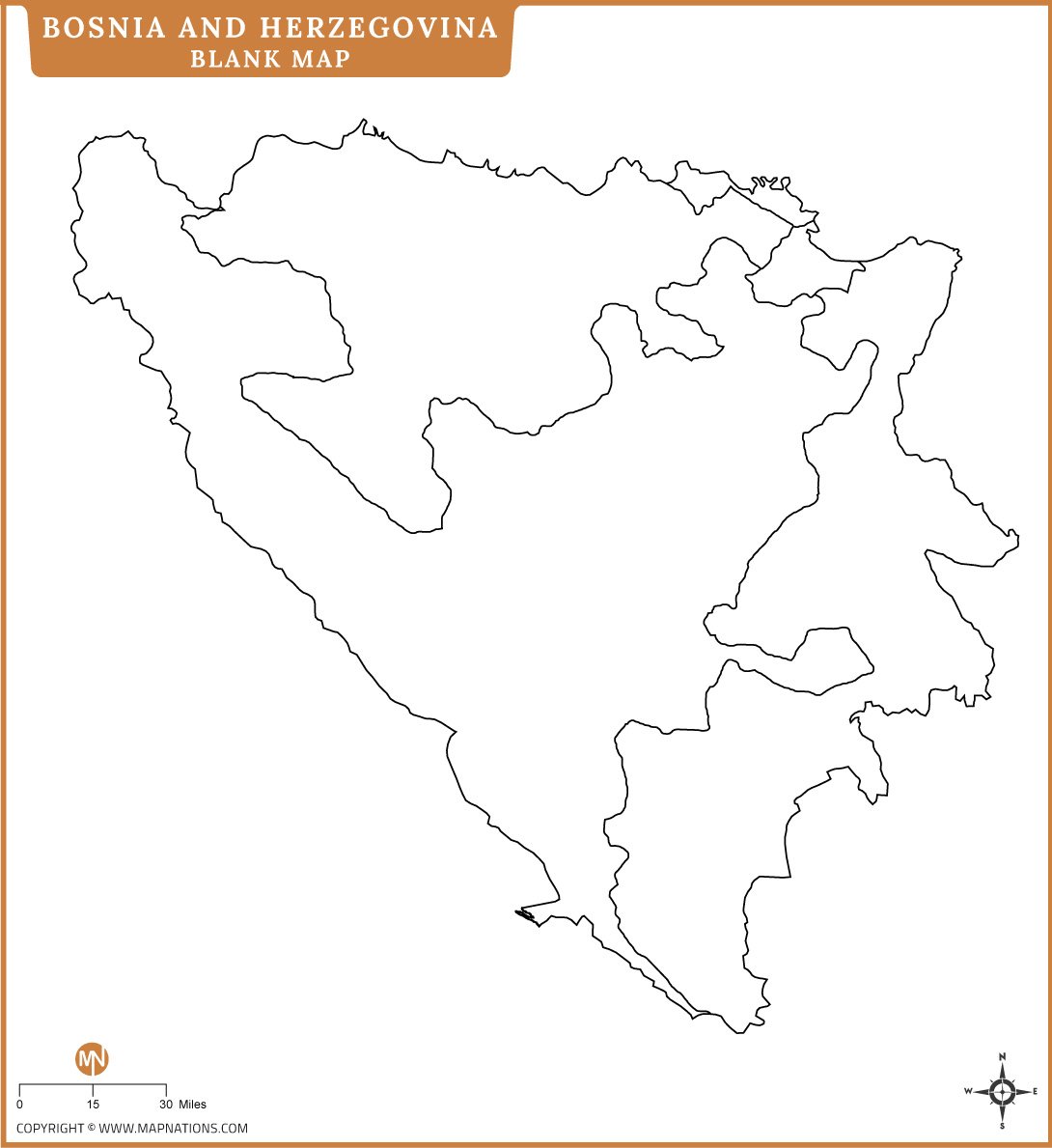 Blank Map of Bosnia and Herzegovina