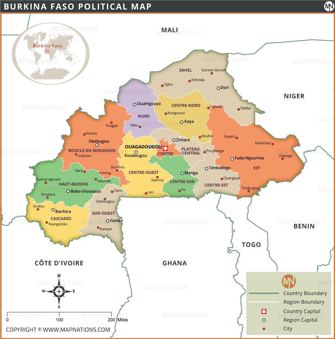 Political Map of Burkina Faso