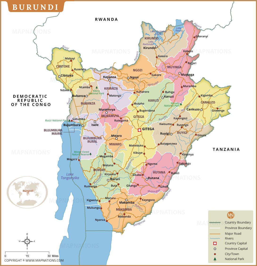 Blank Map of Burundi