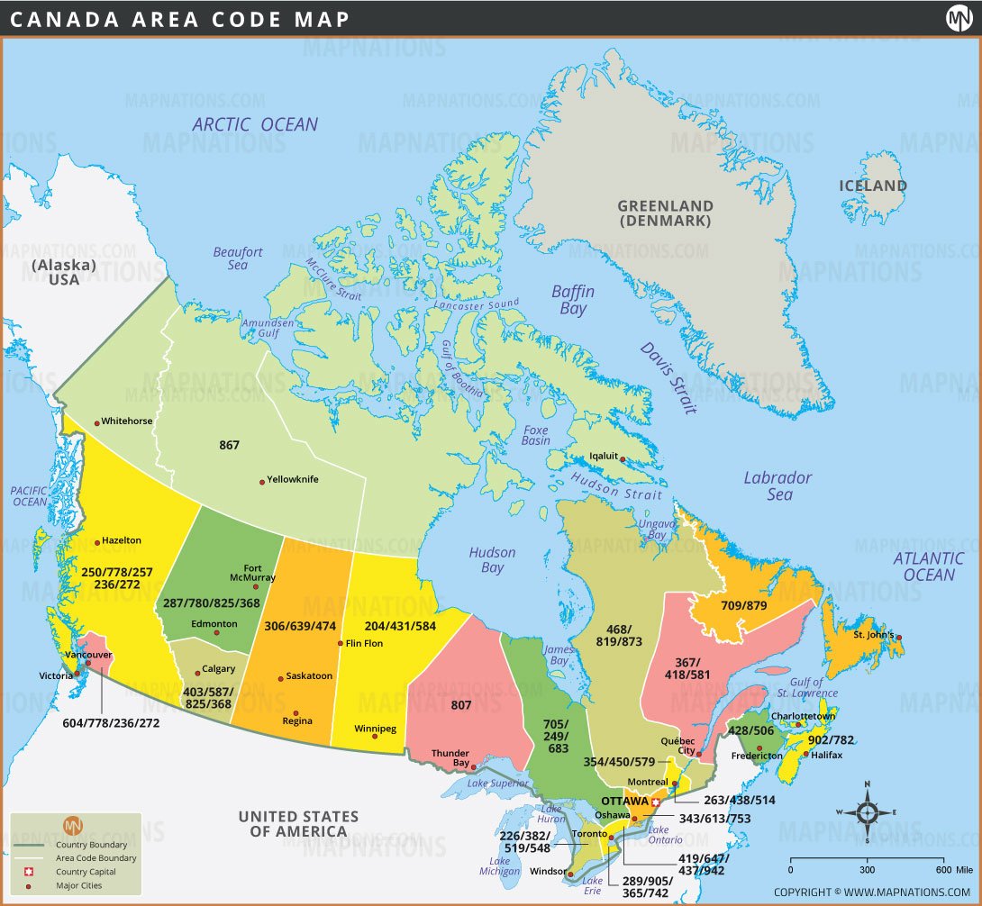 Canada Area Code Map