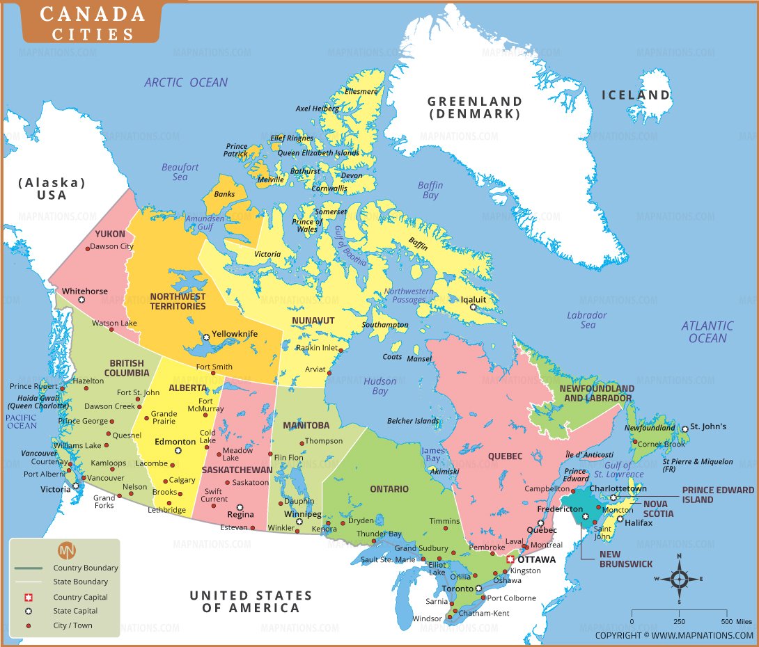 Canada Cities Map