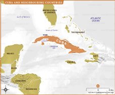 Cuba and Neighbouring Countries Map thumb