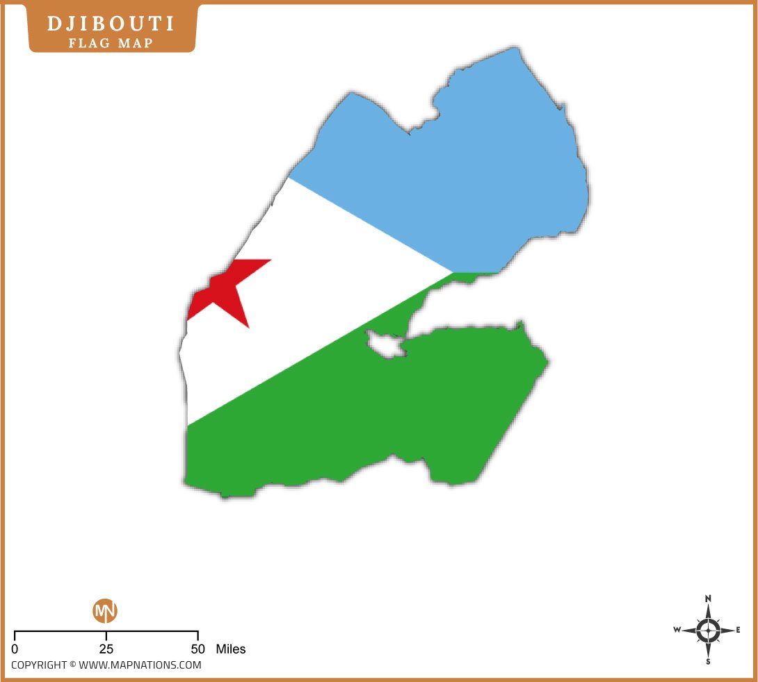 Flag Map of Djibouti