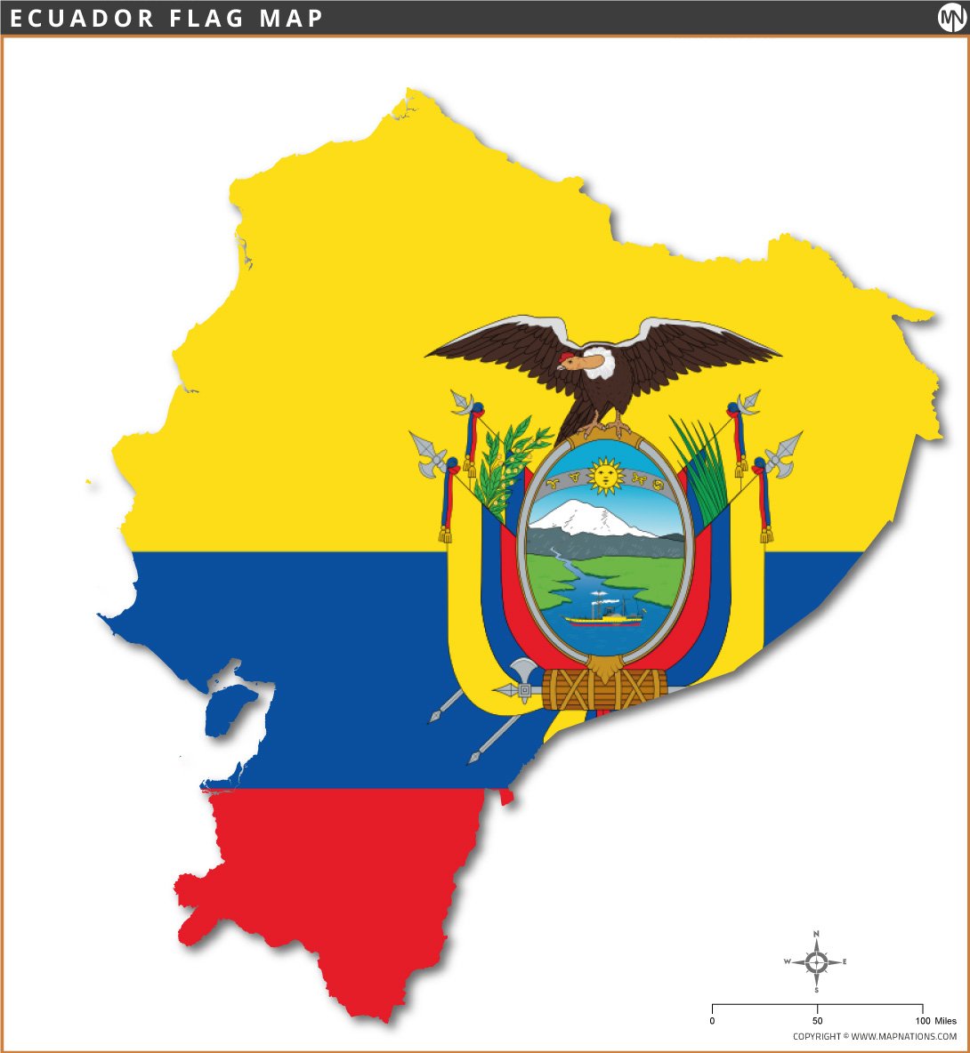 Flag Map of Ecuador
