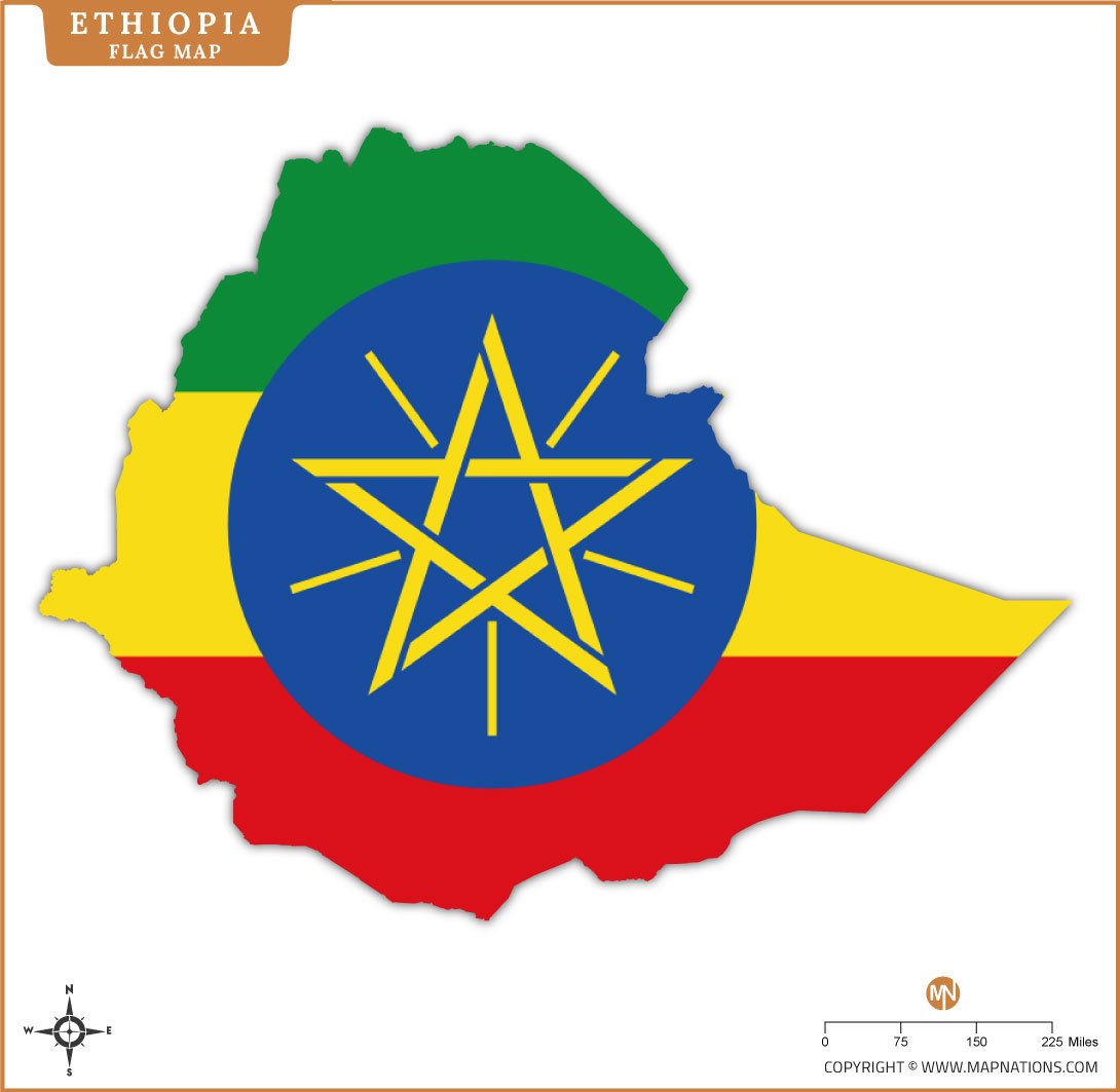 Flag Map of Ethiopia