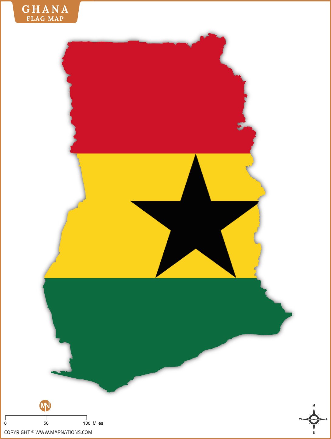 Flag Map of Ghana