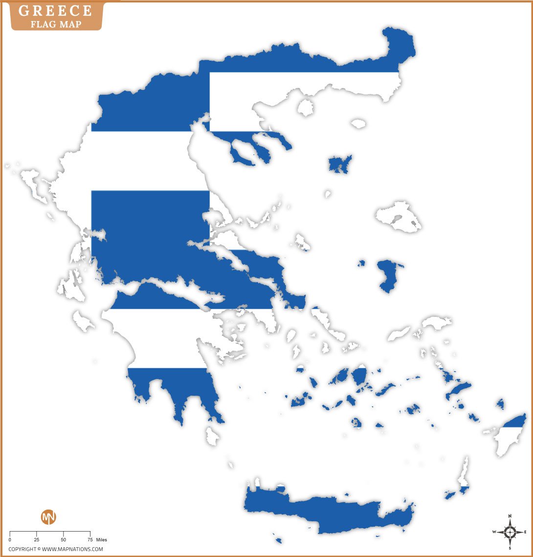 Flag Map of Greece