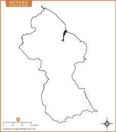 Guyana Outline Map