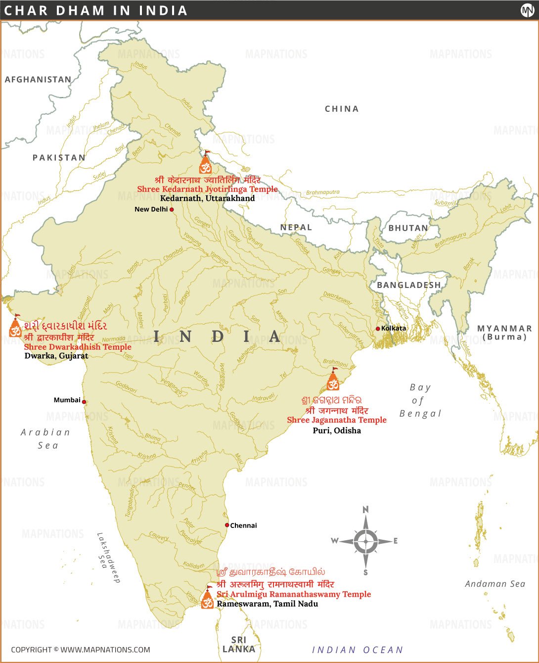 Char Dham Map of India char-dham-map-of-india