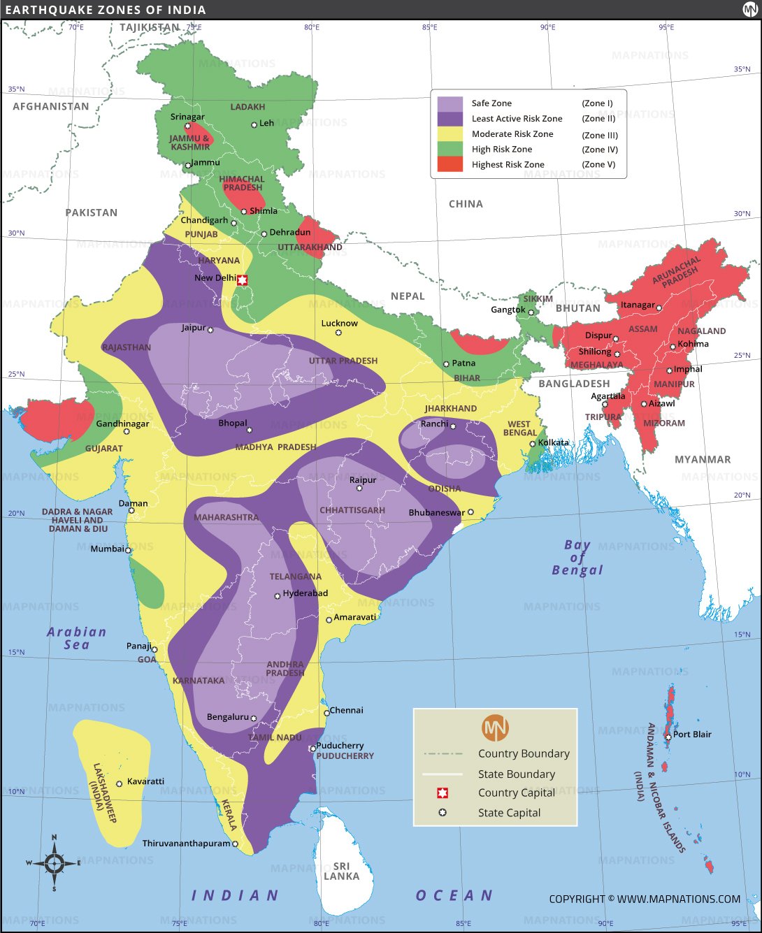 Earthquake Zones of India