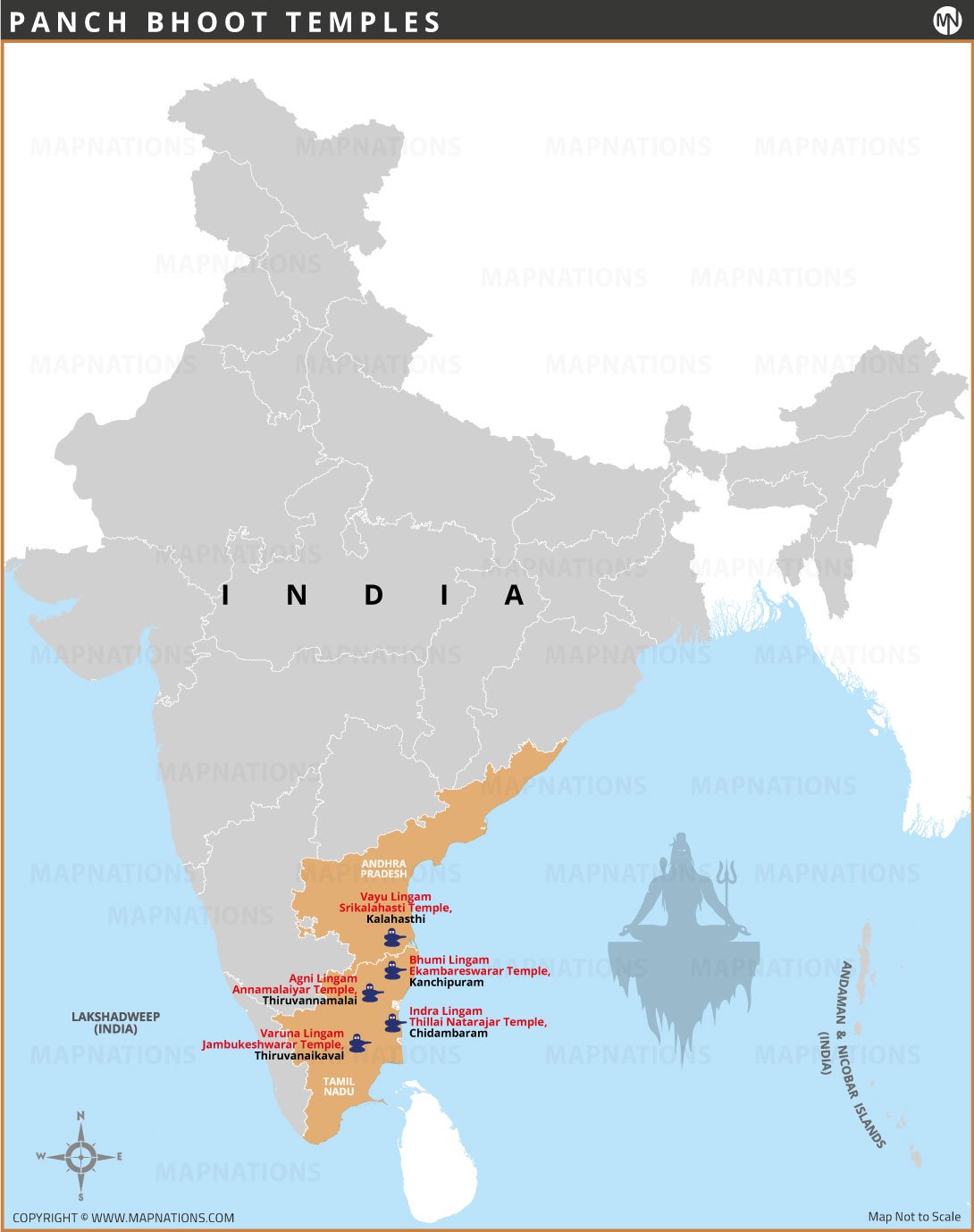Panch Bhoota Temples panch-bhoota-temples-map