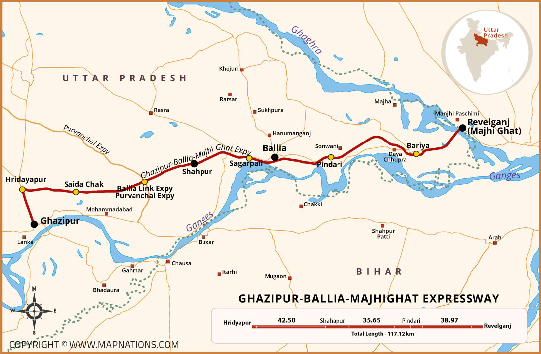 Ghazipur Ballia Majhi Ghat Expressway Route Map