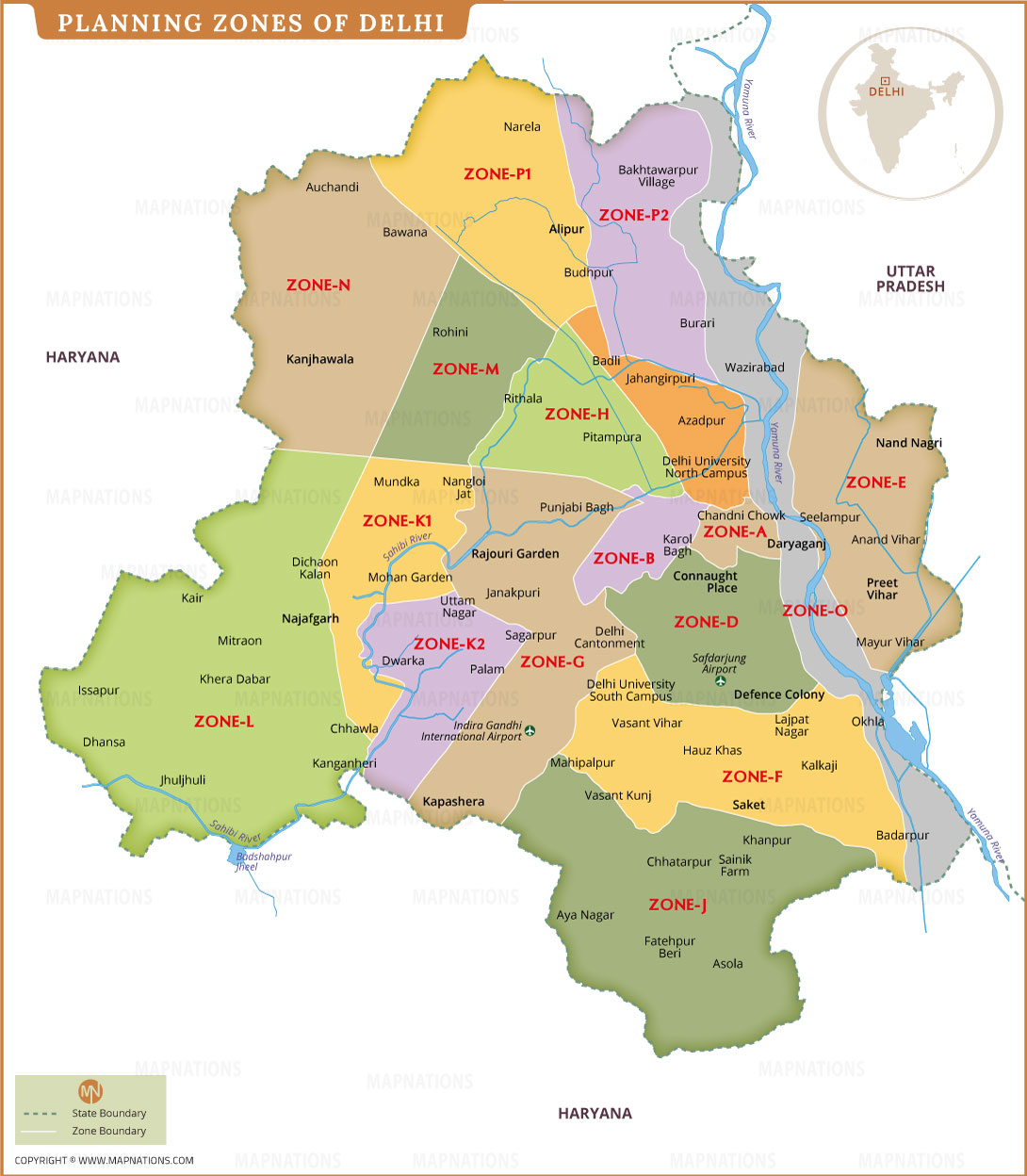 Delhi Planning Zones Map thumb
