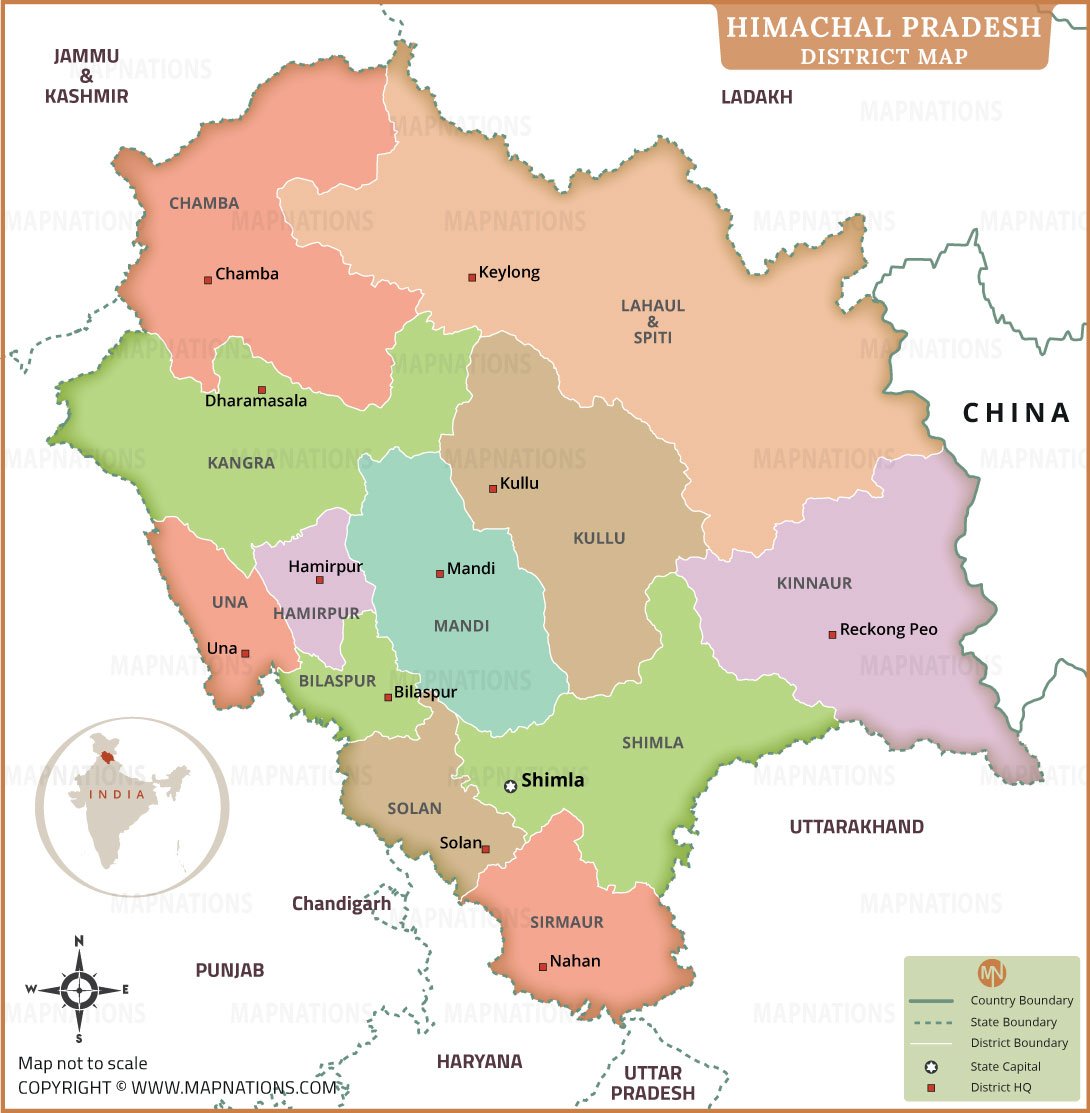 Himachal Pradesh District Map