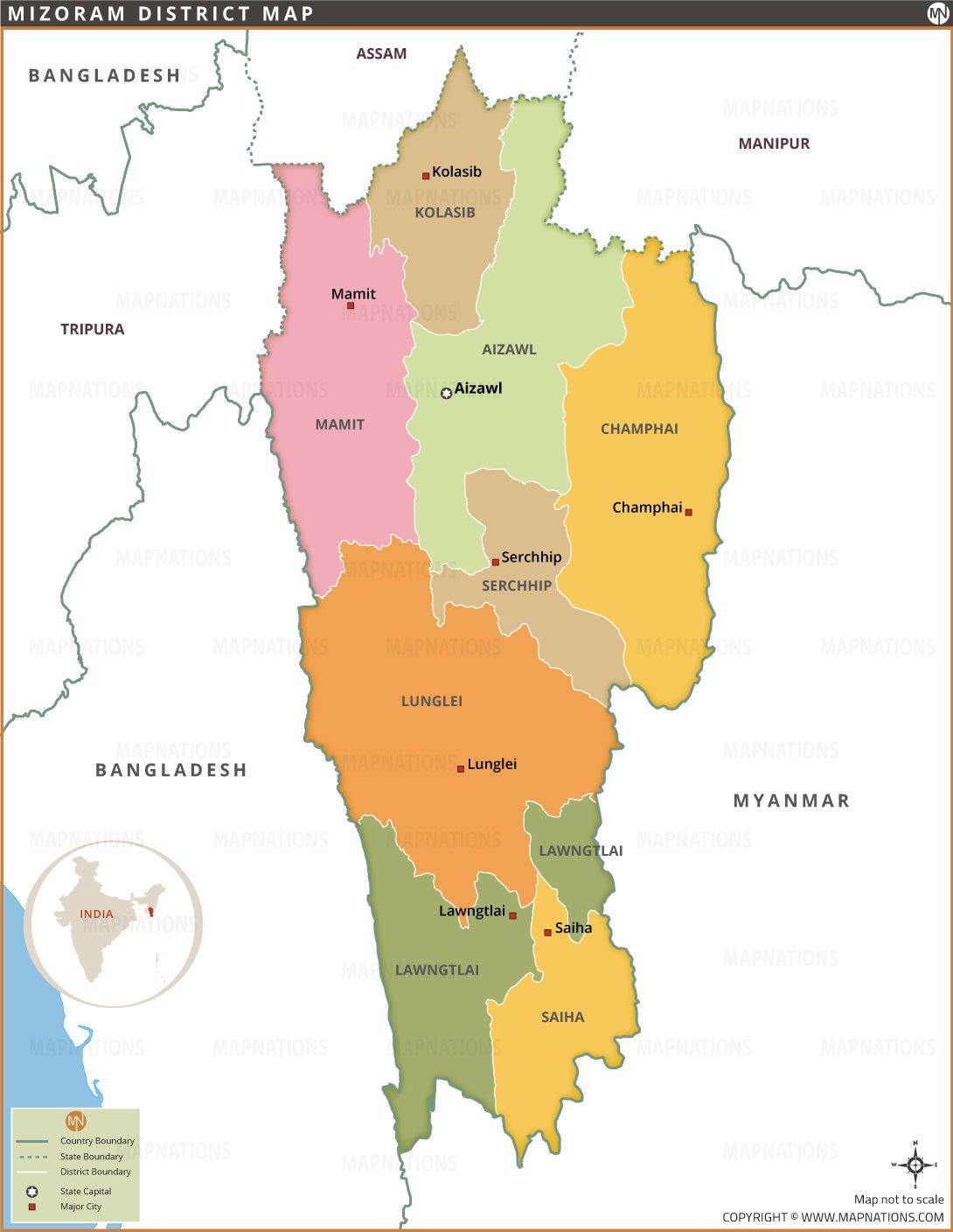 Mizoram District Map