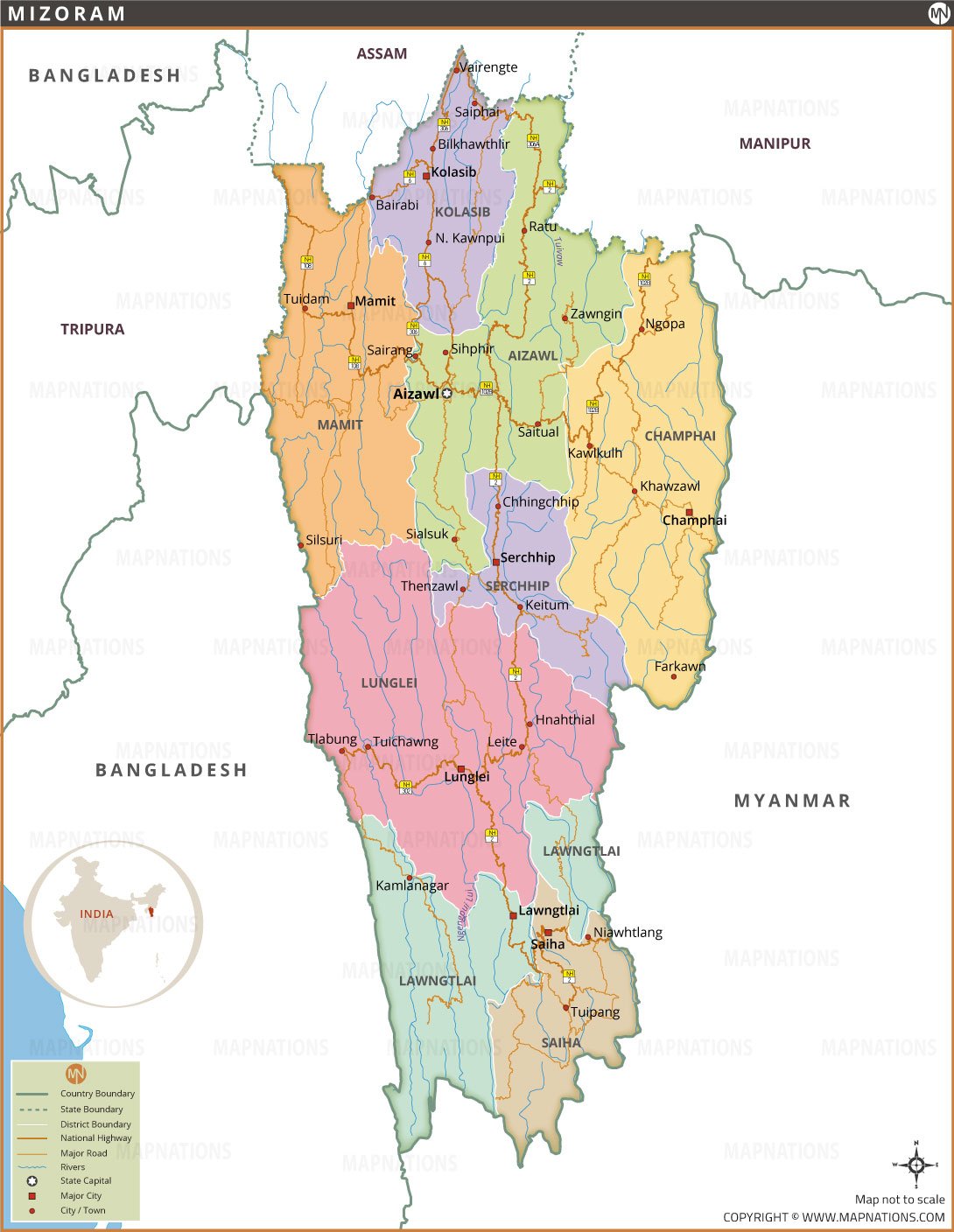 Mizoram Map
