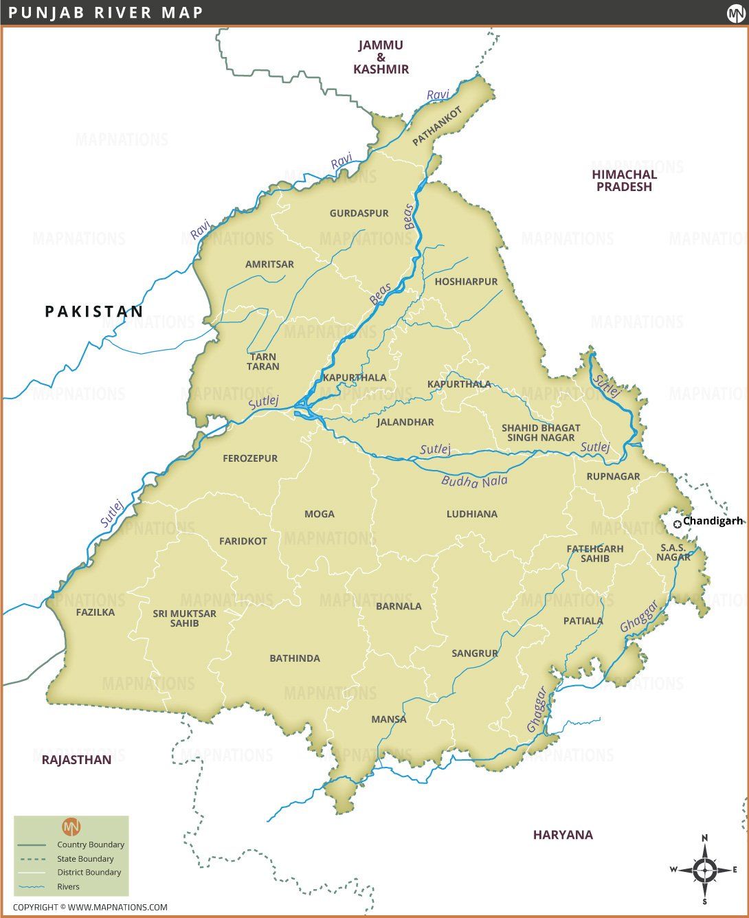 Punjab River Map Punjab River Map