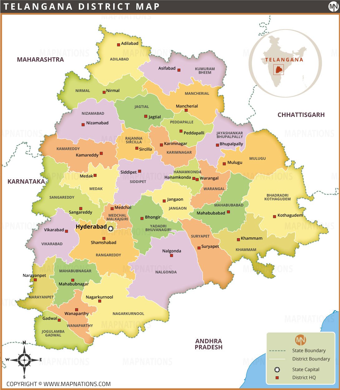 Telangana District Map