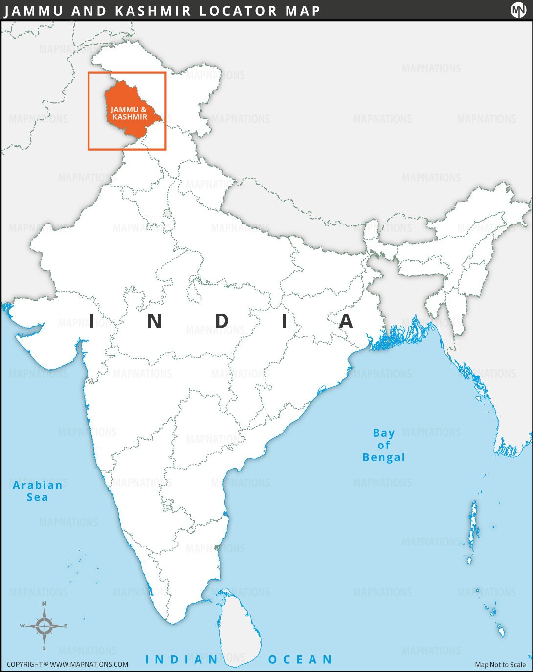 Jammu and Kashmir Locator Map