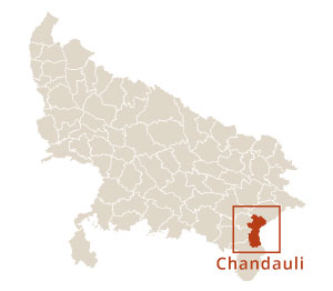 Chandauli district location map highlighting its position in eastern Uttar Pradesh, India
