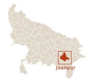 Where is Jaunpur district located in Uttar Pradesh, India, showing its position within the state.