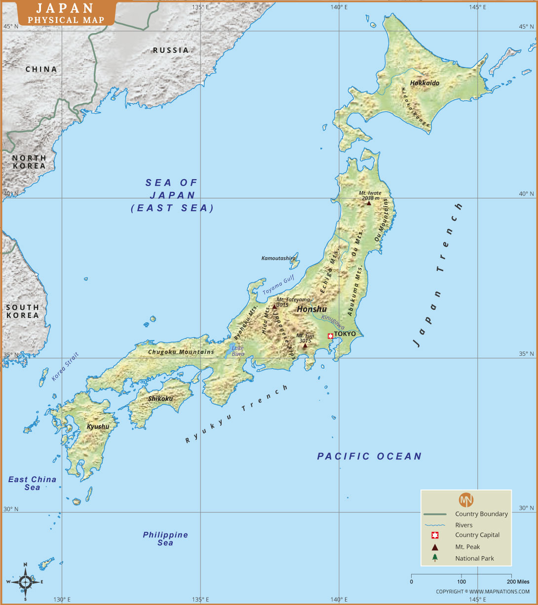 Japan Physical Map
