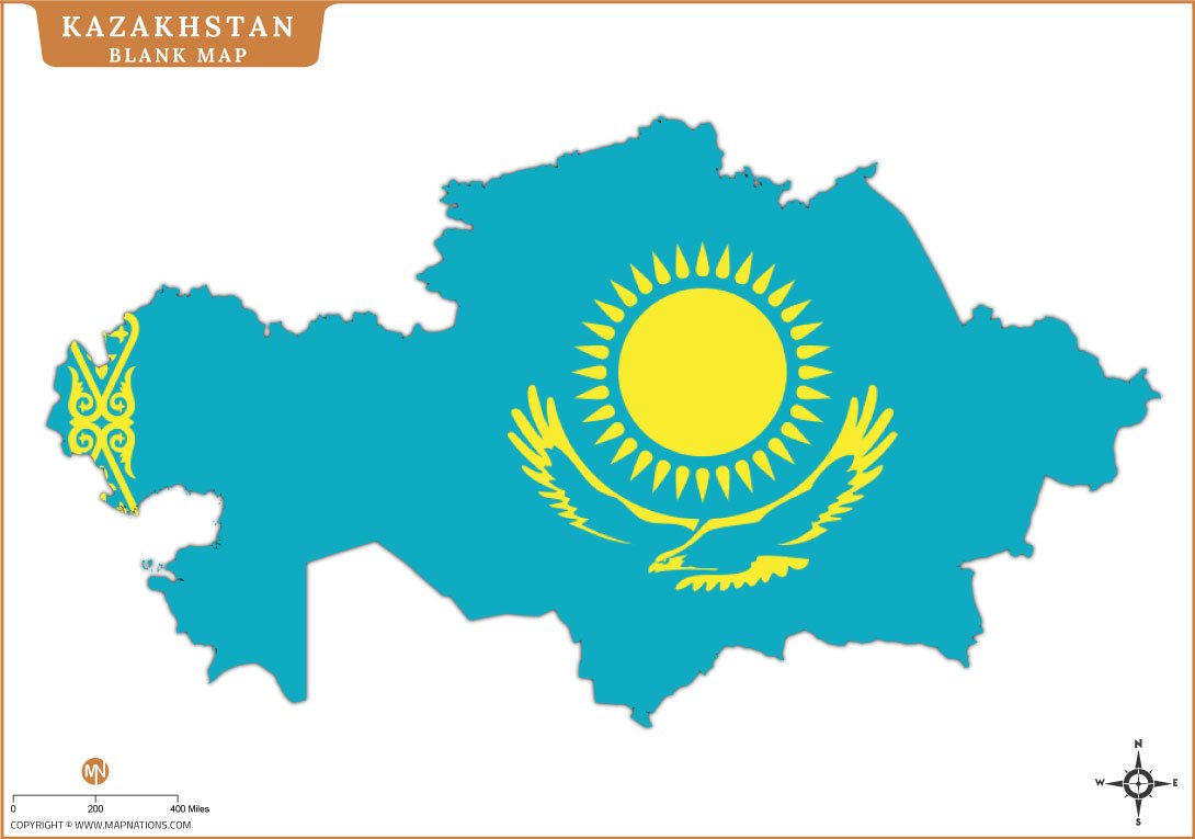 Flag Map of Kazakhstan