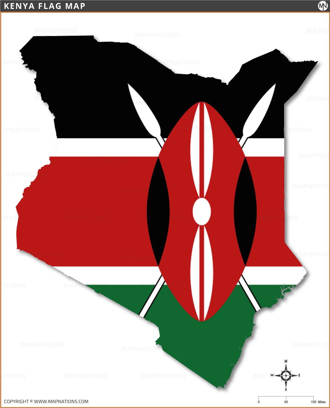Flag Map of Kenya