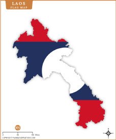 Laos Flag Map