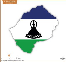 Lesotho Flag Map Thumb
