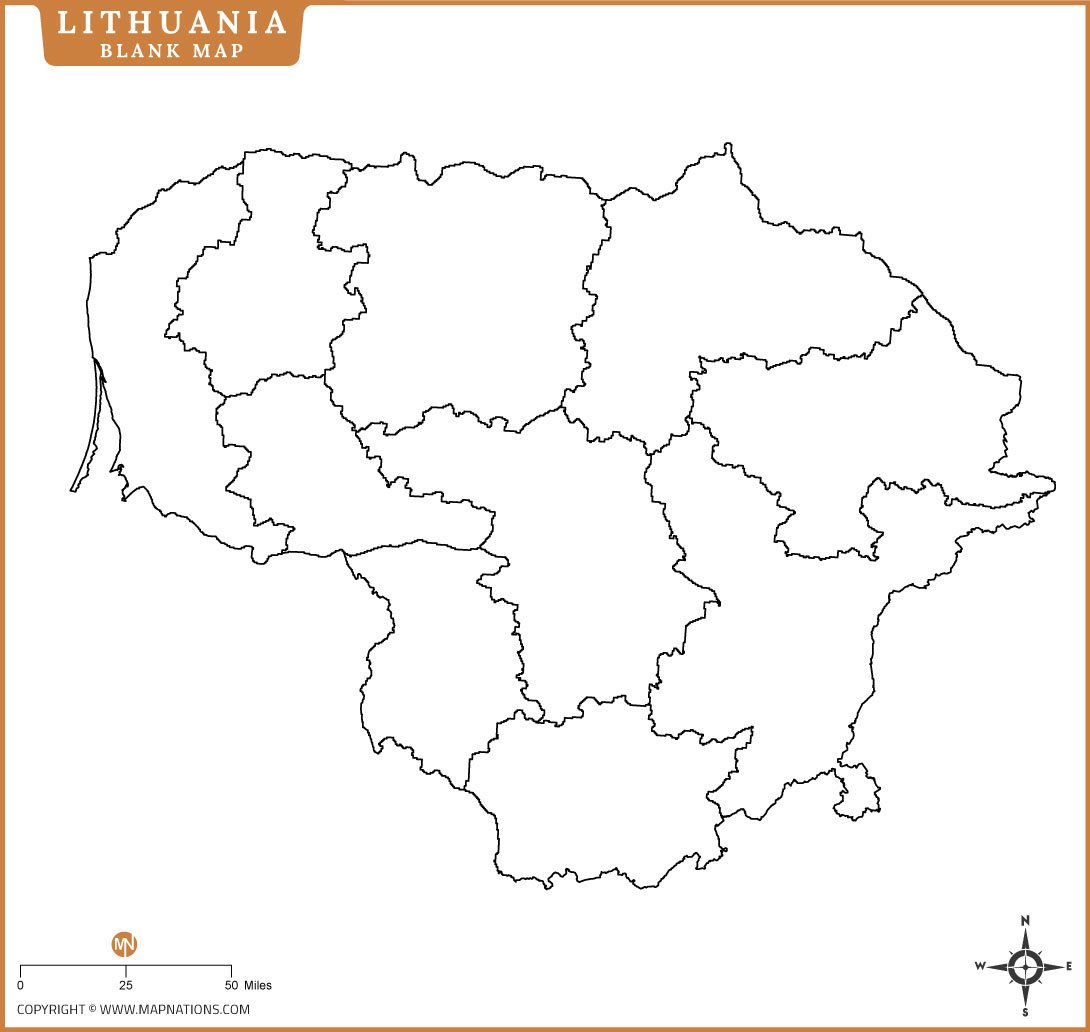 Blank Map of Lithuania
