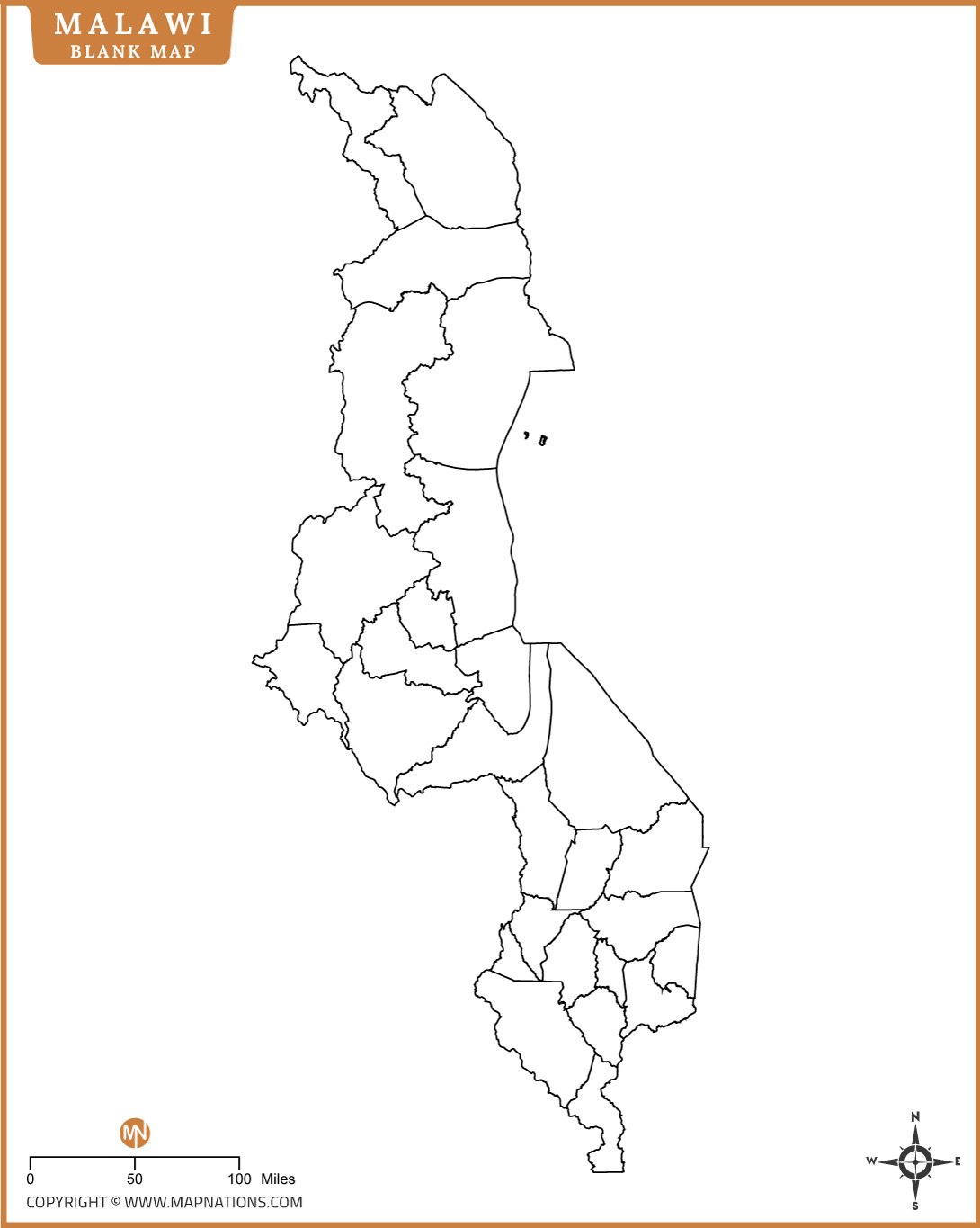 Blank Map of Malawi
