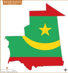 Mauritania Flag Map Thumb