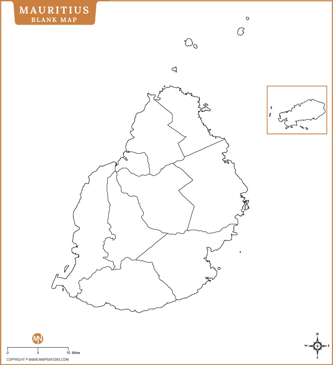 Blank Map of Mauritius