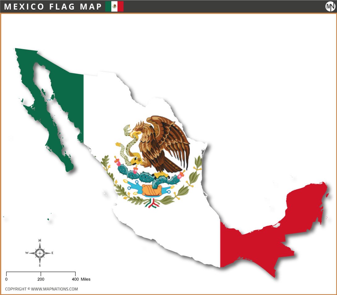 Flag Map of Mexico